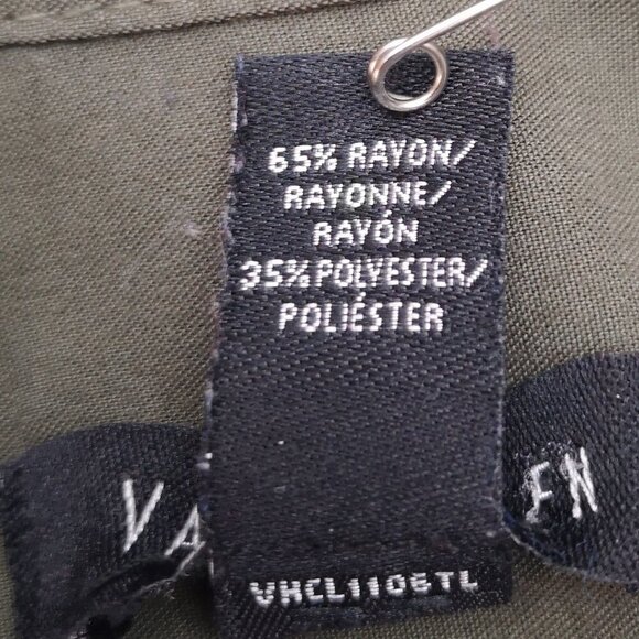 Van Heusen Men's Size Large (16-16 1/2) Army Green Loose Fit Shirt - Picture 4 of 9